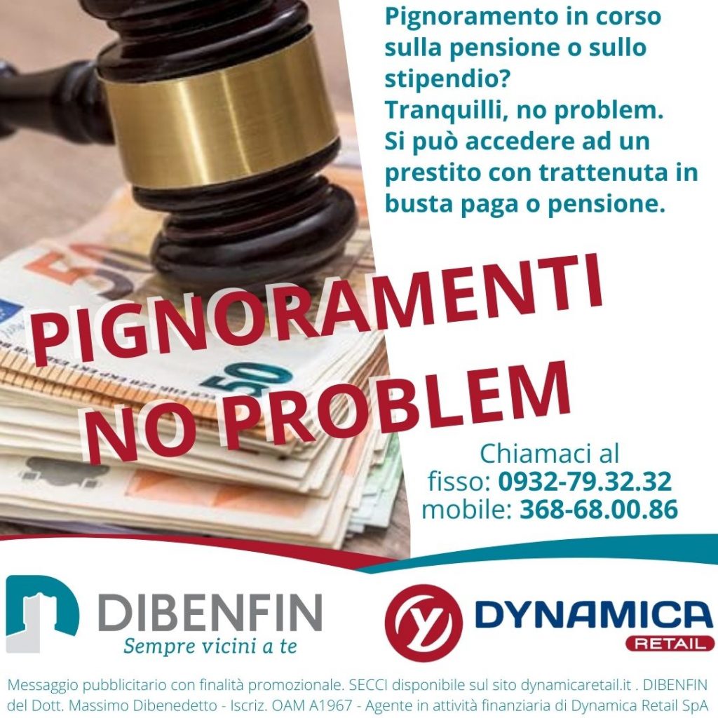 DIBENFIN - Agenzia Prestiti Ispica - Pignoramenti pensione o stipendio
